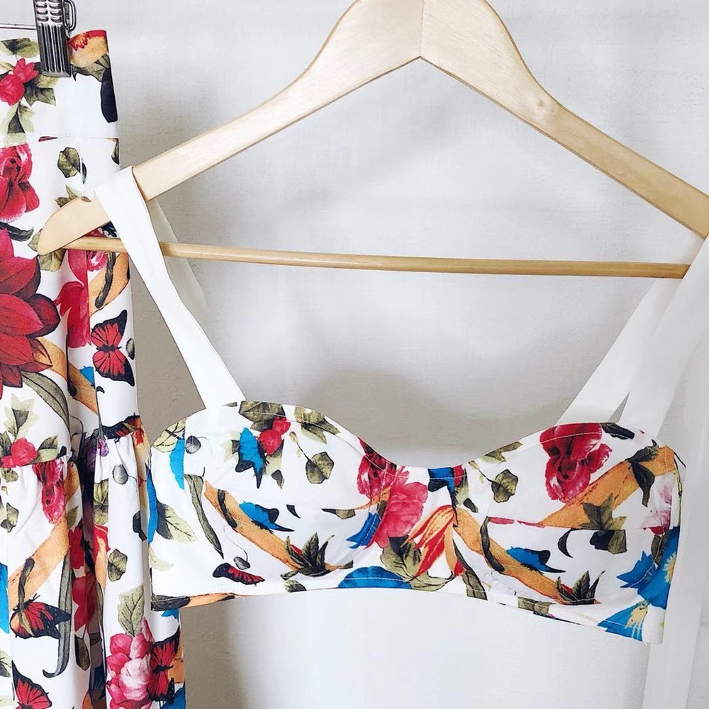 Boho gypsy floral print crop top maxi skirt Set - Picture 7 of 12